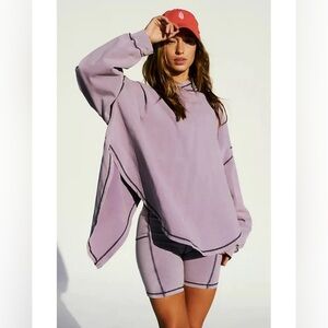 Free People Purple Hoodie and Shorts Set